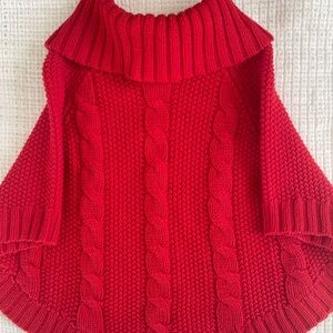Carters cable knit turtle neck poncho red size 3T